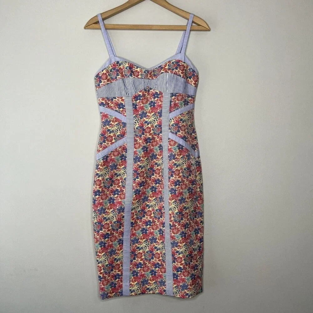 BCBGMaxAzria Ayla Floral Shift Dress Preppy Wedding Guest Picnic Size Sz 2